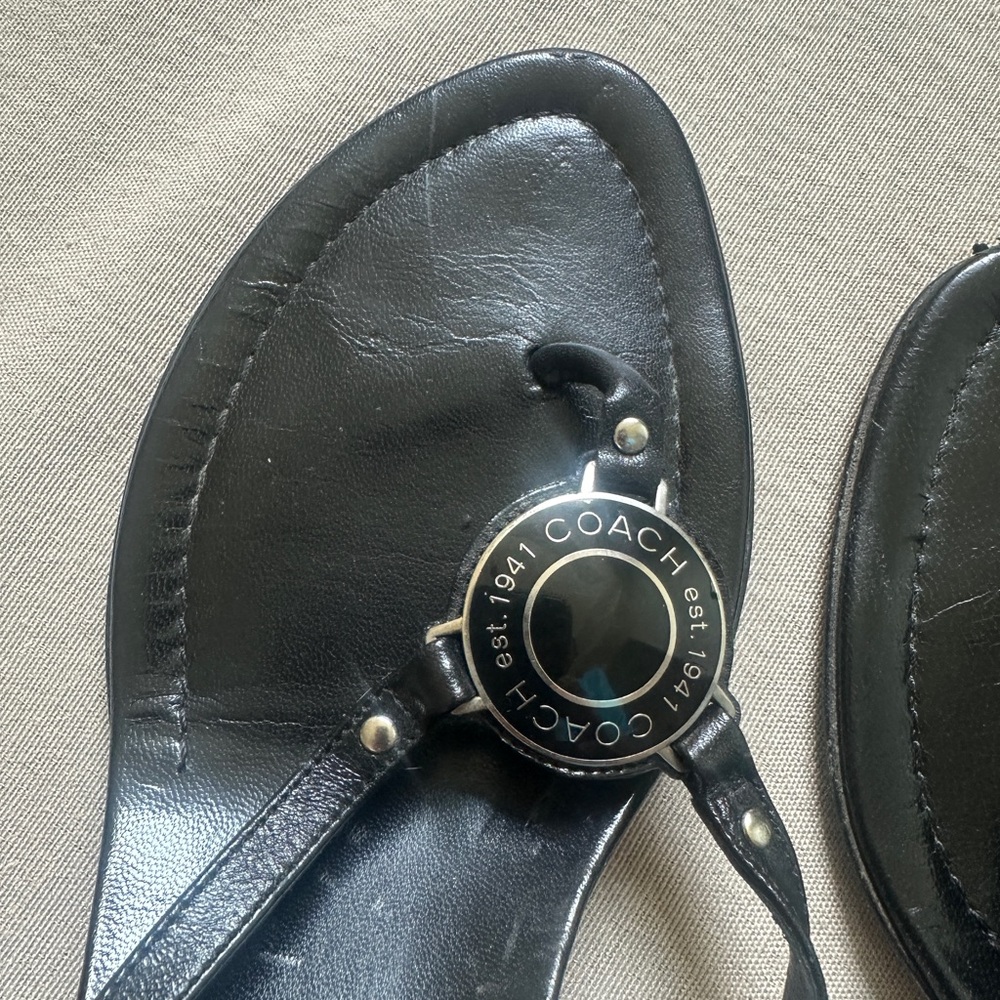 Coach Women's Black Leather Sandals